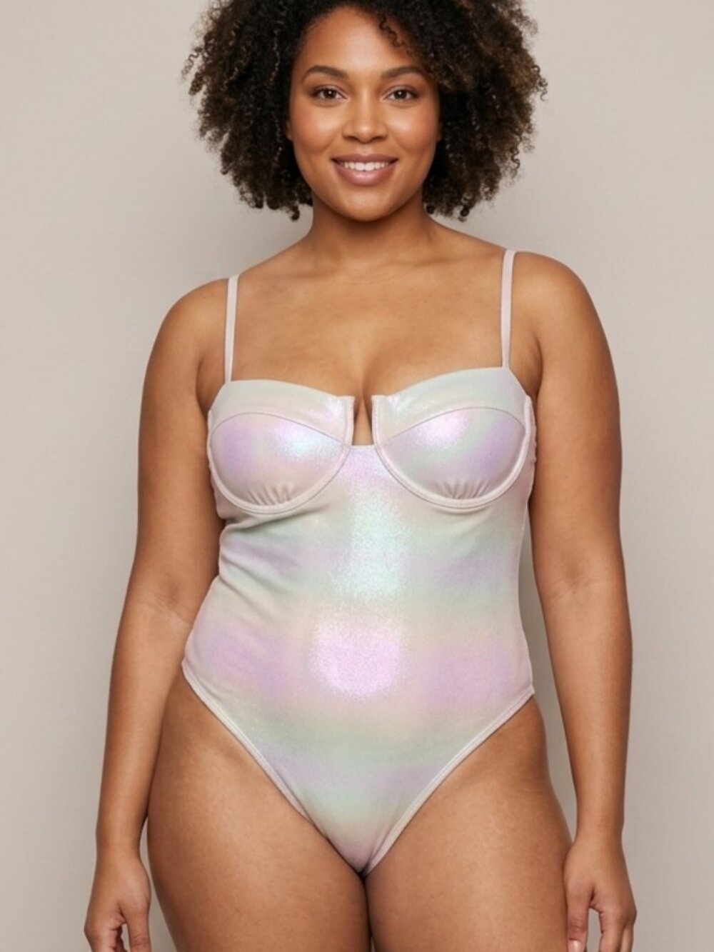 NO BOUNDARIES Moonlight Pearl Iridescent Swimsuit NWT, Size 16/18